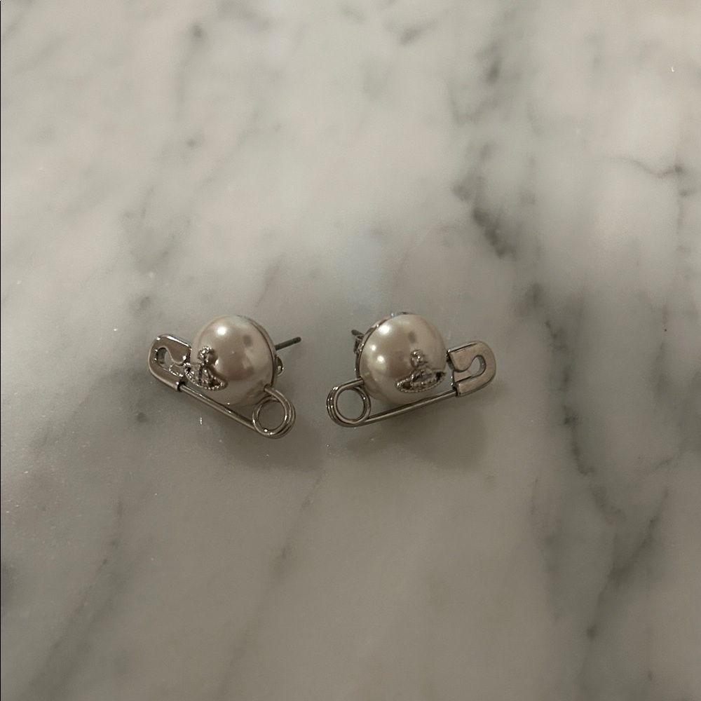 Vivienne Westwood Silver Pearl Earrings